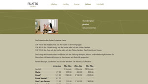 Homepage Sportanlagen Wallisellen Webseite Pilates Cecilia
